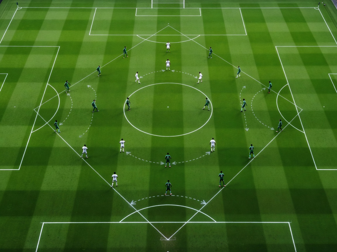 Editorial image depicting a green football pitch highlighting tactical space representing Inverting the Pyramid